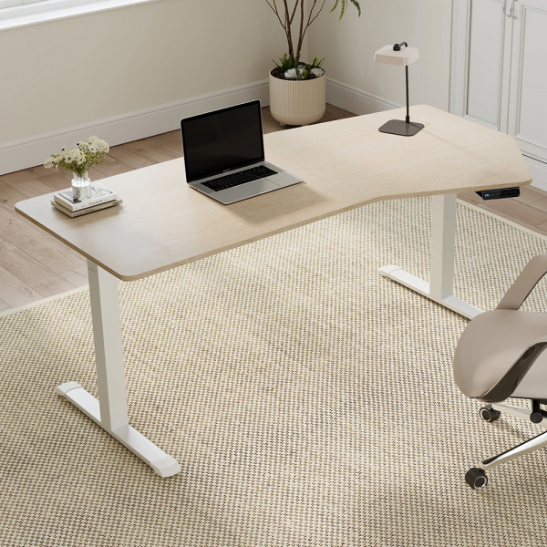 Eureka Ergonomic EDI HTG Unique Shape Office Standing Desk, Maple White  